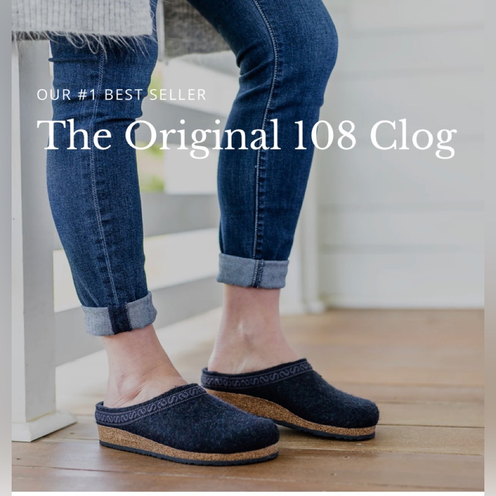 STEGMANN~The Original 108 Clog black wool slip on clogs